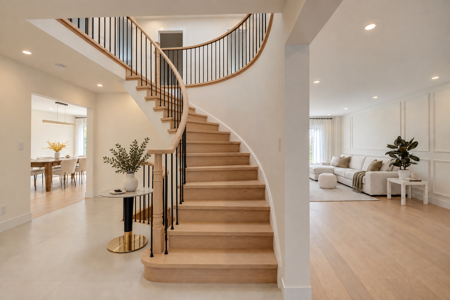 Curved staircase after renovation